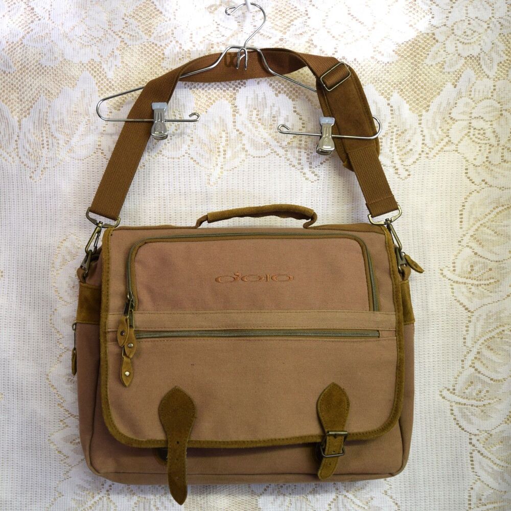 Ogio Canvas Khaki Camel Messenger Book Bag Shoulder Strap Carry On School Work